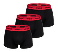 HUGO Herren Boxer Shorts, 3er Pack - Trunks Triplet Pack, Logo, Cotton Stretch Schwarz/Rot XL