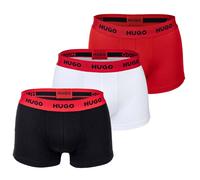 HUGO 3er Pack Herren Boxershorts Long Boxer Unterhosen Trunk Triplet Pack, Farbe:Mehrfarbig, Größe:L, Artikel:-972 Black/red/White