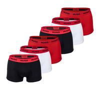 HUGO Herren Boxer Shorts, 6er Pack - Trunks Six Pack, Logo, Cotton Stretch Schwarz/Weiß/Rot / 2XL XXL Mehrfarbig