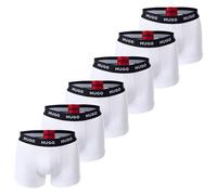 HUGO Herren Boxer Shorts, 6er Pack - Trunks Six Pack, Logo, Cotton Stretch Weiß M