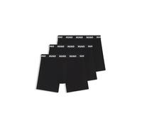 HUGO Dreier-Pack eng anliegende längere Boxershorts aus Stretch-Baumwolle mit Logos am Bund - Style BOXERBR TRIPLET PACK, 50492348 Schwarz XL