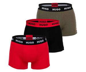 HUGO Herren Boxershorts, 3er Pack - Trunk Triplet, Cotton Stretch, Logo M Rot
