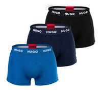 HUGO Herren Boxershorts, 3er Pack - Trunk Triplet, Cotton Stretch, Logo Schwarz/Blau XL