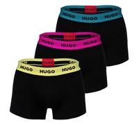HUGO Herren Boxershorts, 3er Pack - Trunk Triplet, Cotton Stretch, Logo Schwarz/Gelb/Pink/Blau XL