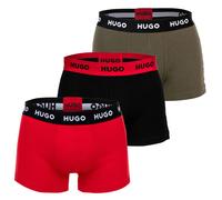 HUGO Herren Boxershorts, 3er Pack - Trunk Triplet, Cotton Stretch, Logo XXL Rot