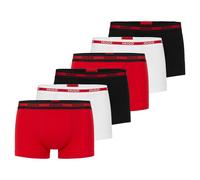 HUGO Herren Boxershorts, 6er Pack - TRUNK TRIPLET PLANET, Logo, Cotton Stretch Schwarz/Rot/Weiß / M M Rot