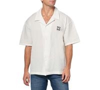 HUGO Herren Chaffle Waffle Beach Shirt Überwurf für Schwimmbekleidung, Sommerweiß, XL