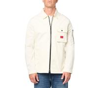 HUGO Herren Cotton Mix Canvas Zip Up Overshirt Hemd mit Button-Down-Kragen, Whisper Cream, XL
