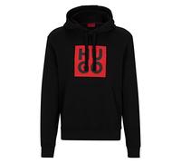 HUGO Herren Daltorres Kapuzen-Sweatshirt aus Baumwoll-Terry mit Stack-Logo-Print Schwarz M