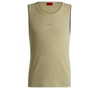 HUGO Geripptes Tanktop aus Stretch-Baumwolle mit Logo-Print - Style Dapota, 50542089 Hellgrün M