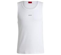 HUGO Herren Dapota Geripptes Tanktop aus Stretch-Baumwolle mit Logo-Print Weiß XL