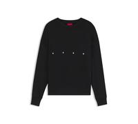 HUGO Herren Darislong Sweatshirt aus Baumwolle mit Logo-Stickerei und Grafik-Print Schwarz001 XS
