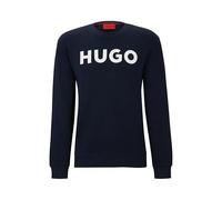 HUGO Herren Dem Sweatshirt aus French Terry mit Rundhalsausschnitt und Kontrast-Logo Dunkelblau S