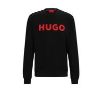 HUGO Herren Dem Sweatshirt aus French Terry mit Rundhalsausschnitt und Kontrast-Logo Schwarz L