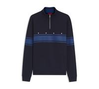 HUGO Herren Demsizip Sweatshirt aus Baumwolle mit Troyerkragen und Streifen-Print Dunkelblau L