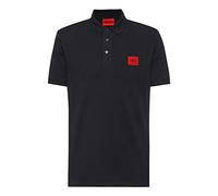 HUGO Herren Polo-Shirt DERESO222 Piqué Baumwolle Kurzarm Knopfleiste Logo Schwarz L