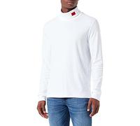 HUGO Herren Derollo224 Slim-Fit Longsleeve mit rotem Logo-Label Weiß XXL