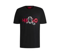 HUGO T-Shirt Herren Regular Fit Kurzarm Rundhals Baumwolle schwarz, M