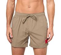 HUGO Herren Dominica Patch Logo Quick Dry Swim Trunks Badehose, Fallen Rock Beige, XXL