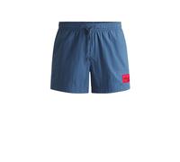 HUGO Herren Dominica Schnell trocknende Badeshorts mit Logo-Label Blau L