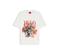 HUGO Herren Dugie Oversized T-Shirt aus Baumwolle mit Hunde-Grafik Natur M