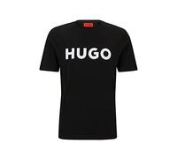 HUGO Herren Dulivio Regular-Fit T-Shirt aus Baumwoll-Jersey mit Kontrast-Logo Schwarz002 M
