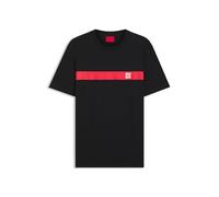 HUGO Herren Dzokis IN T-Shirt aus Baumwoll-Jersey mit Streifen und Logo Schwarz001 XXL