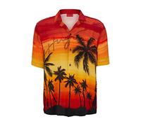 HUGO Herren Ellino Relaxed-Fit Hemd mit Palmen-Print und handgeschriebenem Logo Gemustert S