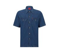 HUGO Herren Elpy Relaxed-Fit Jeanshemd aus Reiner Baumwolle Blau M