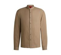 HUGO Herren Elvory Slim-Fit Hemd aus Leinen-Canvas Braun XL