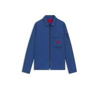 HUGO Herren Emmond Canvas-Overshirt aus Baumwoll-Mix mit Reißverschluss und Logo-Label Blau XL