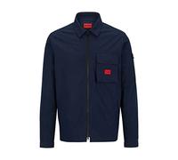 HUGO Herren Emmond Canvas-Overshirt aus Baumwoll-Mix mit Reißverschluss und Logo-Label Dunkelblau L