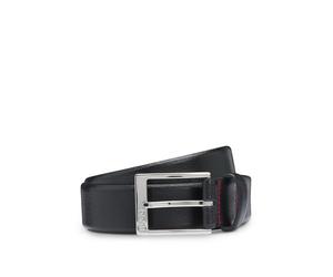 HUGO Herren Gellot Sz35 Gürtel aus genarbtem Leder mit Metalldetails in Silber-Optik Schwarz001 90