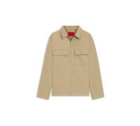 HUGO Herren Epoldo Oversized Hemd aus Baumwoll-Gabardine mit Brusttaschen Beige M