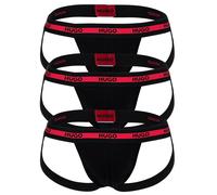 HUGO Dreier-Pack Jockstraps aus Stretch-Baumwolle mit Logos - Style JOCKSTR TRIPL PLANET, 50496724 Schwarz L