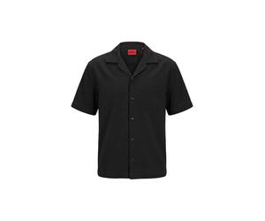 HUGO Herren Kurzarmhemd EXOLINO Oversized Fit, schwarz, Gr. XL