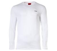HUGO Herren Longsleeve - DEROL222, Rundhals, Langarm Shirt, Logo-Print, Baumwolle Weiß 2XL