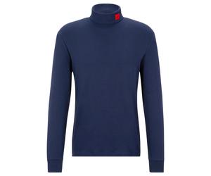 HUGO Herren Longsleeve - DEROLLO224, Stehkragen, Langarm Shirt, Cotton Stretch XXL Blau