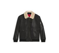 HUGO Lederjacke im Aviator-Stil mit Kragen in Fell-Optik - Style Loran, 50521030 Dunkelbraun M