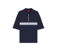 HUGO Herren NAUTIX Zip Polo Poloshirt aus Stretch-Baumwolle mit Logo-Tape Dunkelblau S