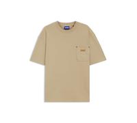HUGO Loose-Fit T-Shirt aus Baumwolle mit Logo-Patch aus Veloursleder - Style Nevado, 50564045 Beige M