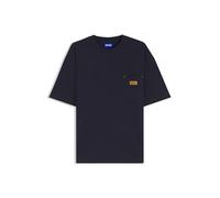 HUGO Loose-Fit T-Shirt aus Baumwolle mit Logo-Patch aus Veloursleder - Style Nevado, 50564045 Dunkelblau M