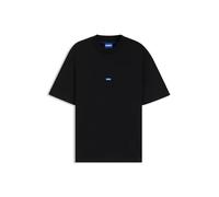 HUGO Herren Nieros T-Shirt aus Baumwoll-Jersey mit blauem Logo-Aufnäher Schwarz001 XL
