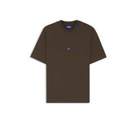 Hugo T-Shirt Nieros aus Baumwoll-Jersey mit blauem Logo-Aufnäher Dunkelbraun M