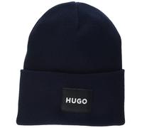 HUGO Herren Patch Logo Ribbed Beanie-Mütze, Blaubeerblau, Einheitsgröße