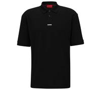 HUGO Herren Poloshirt - Dangula, Pique, 1/2-Arm, Knopfleiste, Slim Fit, Baumwolle Schwarz M