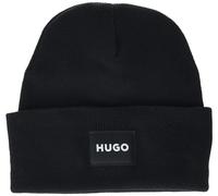 HUGO Herren quadratischem Logo, Baumwollmischgewebe Beanie-Mütze, Black Storm, Einheitsgröße