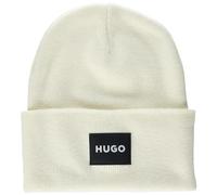 HUGO Herren quadratischem Logo, Baumwollmischgewebe Beanie-Mütze, Navajo-Creme, Einheitsgröße