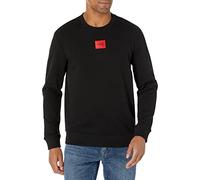 HUGO Herren Regular Fit Square Logo Jersey Sweatshirt Pullover, Rabenschwarz, S