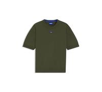 HUGO Herren San Carson-CP Strickpullover mit kurzen Ärmeln und blauem Logo-Aufnäher